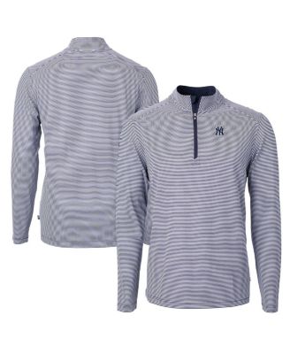 Men's Navy/White New York Yankees Virtue Eco Pique Micro Stripe Quarter-Zip Pullover 