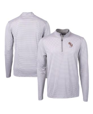 Men's Gray Florida State Seminoles Alumni Logo Dry Tec Virtue Eco Pique Micro Stripe Quarter-Zip Pullover