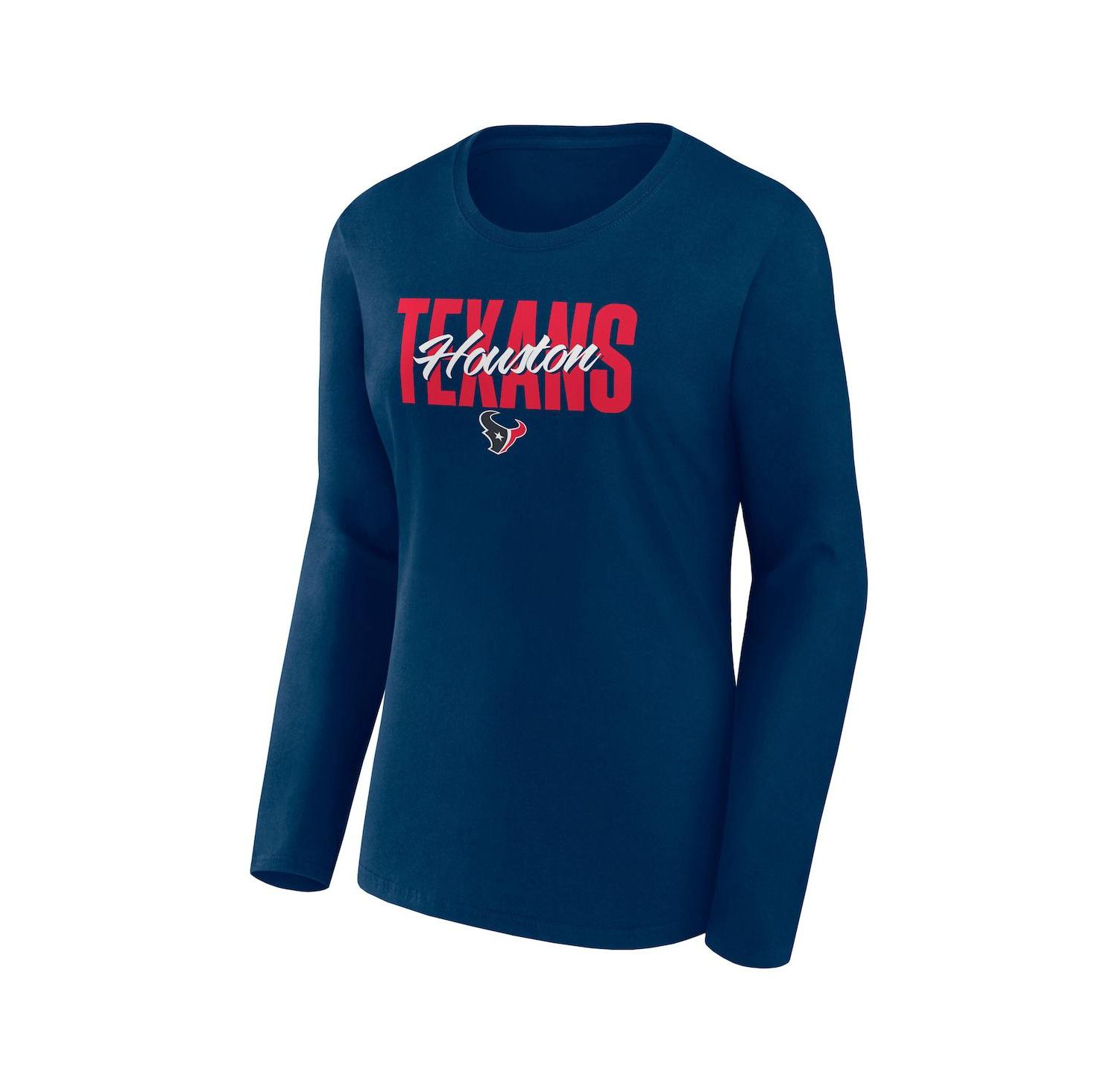 Women's Navy Houston Texans Long Sleeve Scoop Neck T-Shirt