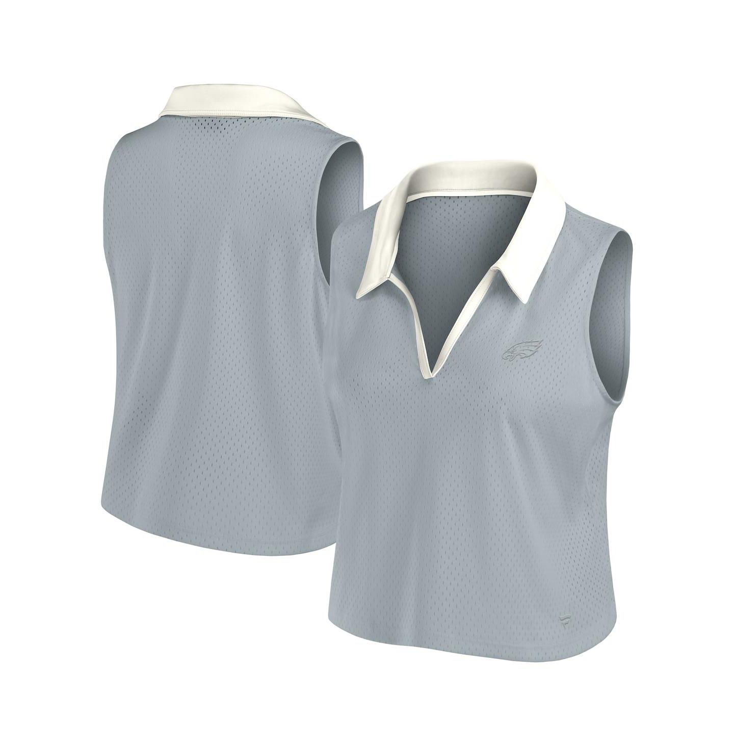 Женский топ Fanatics Gray Philadelphia Eagles Studio Wellness V-Neck — фото 1