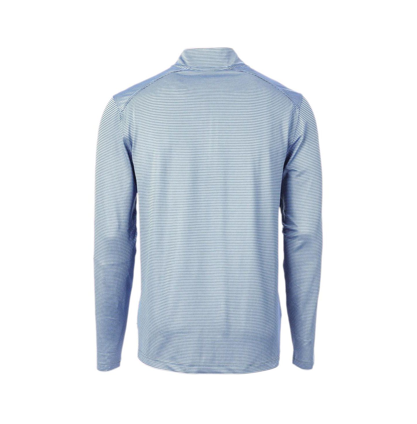 Мужской свитер Cutter & Buck Light Blue/Navy Citadel Bulldogs Vault Dry Tec Virtue Eco Pique Micro Stripe Quarter-Zip Pullover — фото 3