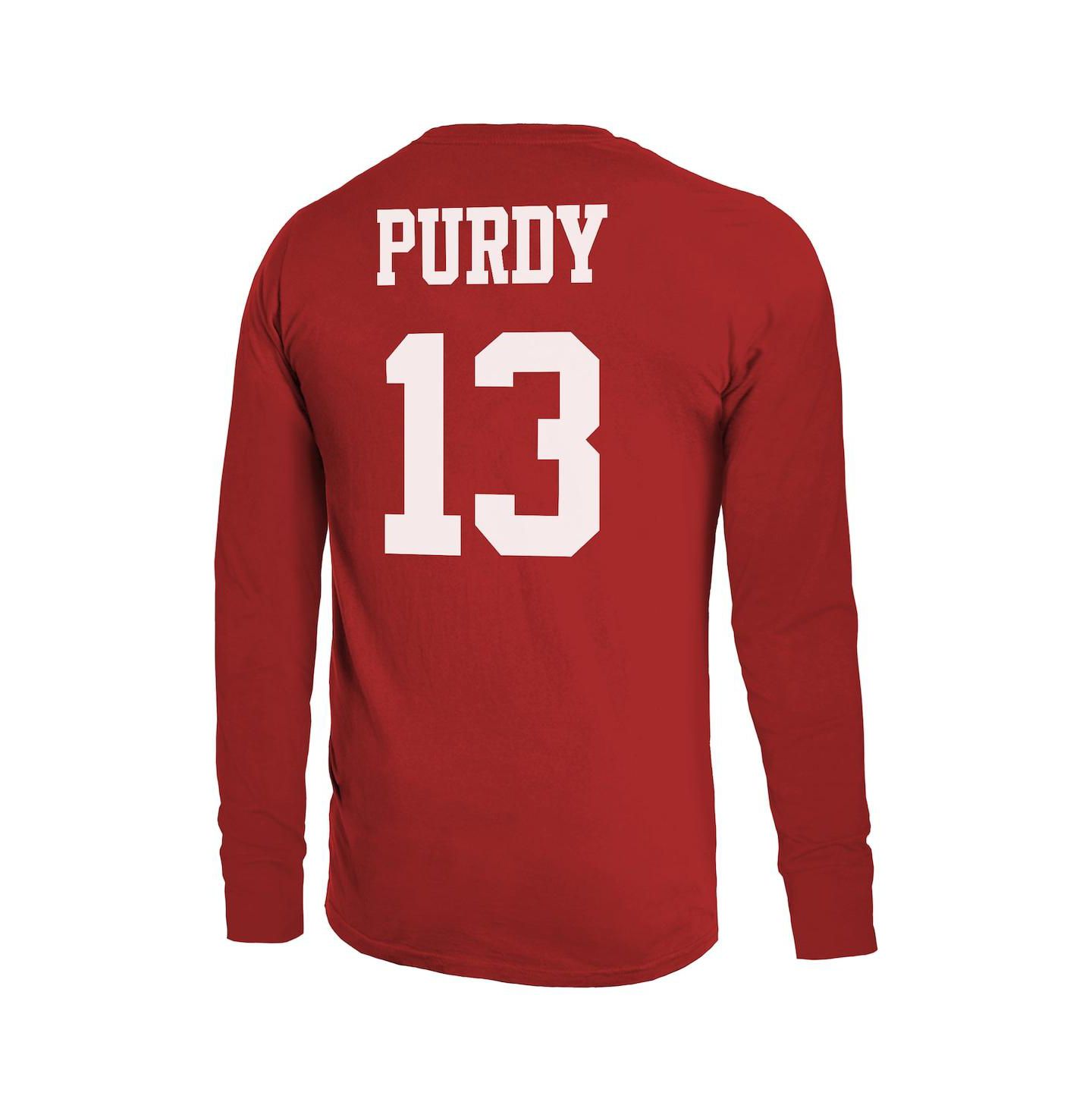 Мужская футболка Majestic Threads Brock Purdy Scarlet San Francisco 49ers Name & Number Long Sleeve — фото 2
