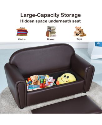 Kids Sofa Armrest Chair Lounge Couch Wood Construction Storage Box Living Room