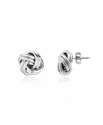 Large Polished Knot Stud Earring Sterling Silver