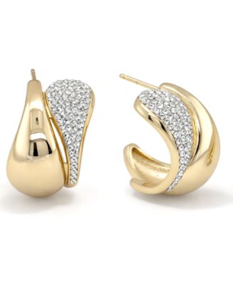 Crystal Double Teardrop C Hoop Earring