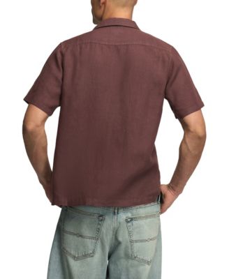 Men's Short-Sleeve Linen Camp-Collar Shirt