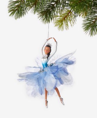 Ballet Dancing African American Ballerina in Blue Ornament