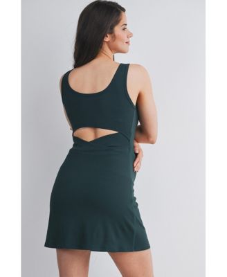 Maternity Ribbed Bodycon Mini Tank Dress with Built-In Shorts
