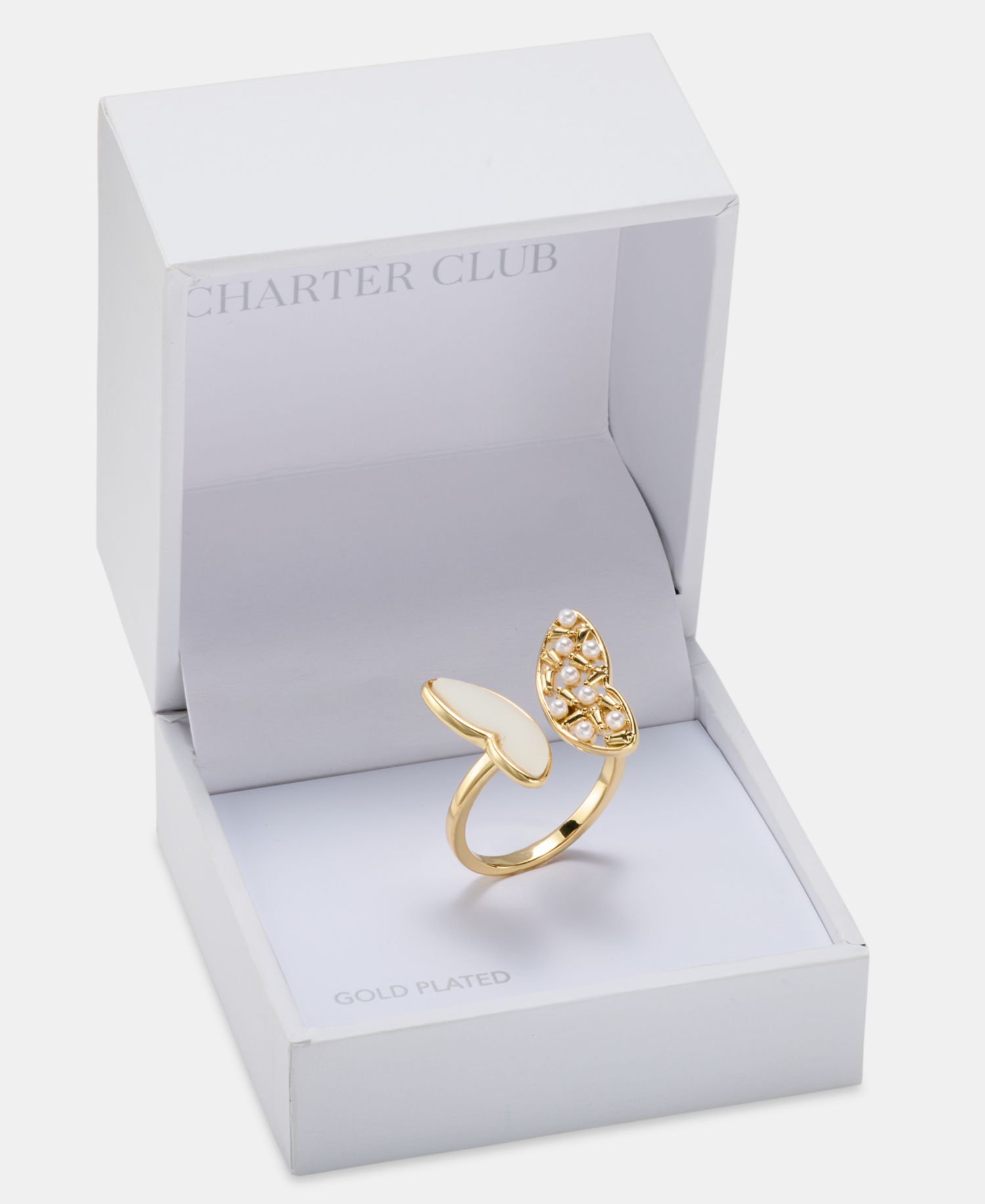 Mother-of-Pearl & Cubic Zirconia Butterfly Ring