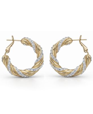 Clear Crystal Twist Hoop Earrings