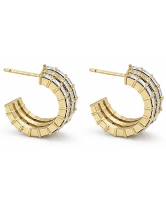 Triple Row Baguette Hoop Earrings