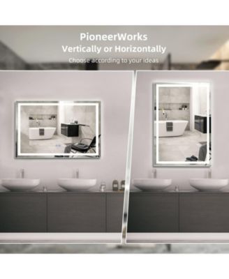 LED Bathroom Mirror with Lights, Anti-Fog, Dimmable, Backlit + Front Lit, Lighted Bathroom Vanity Mirror for Wall, Memory Function, Waterproof