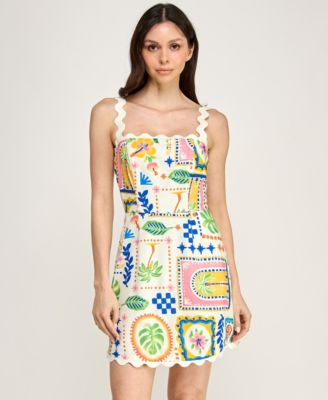 Juniors' Sleeveless Ric Rac Trim Detail Slim Dress