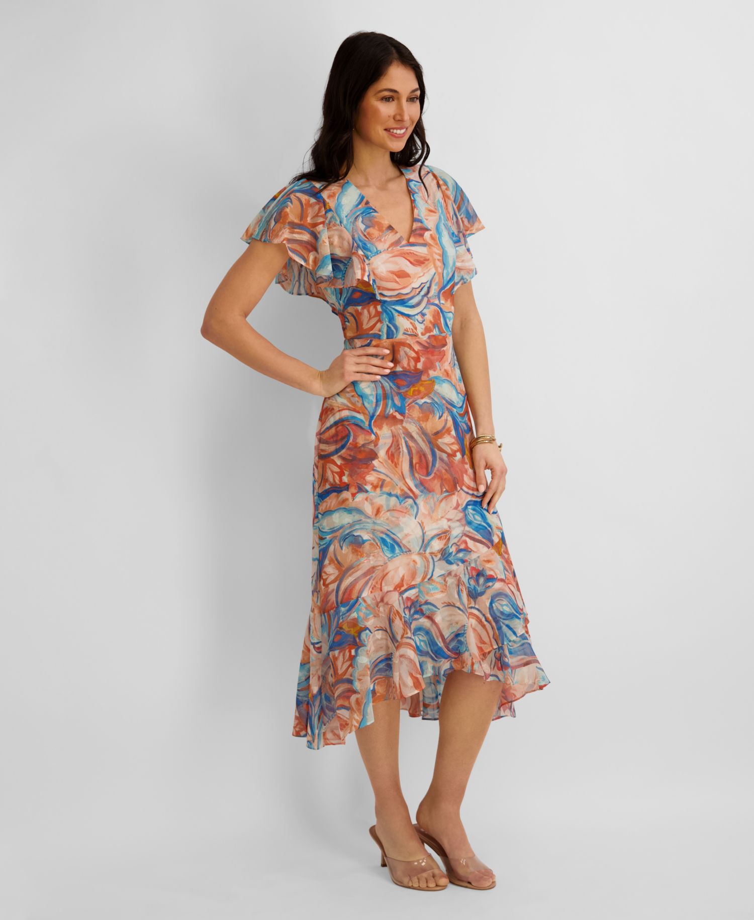Women's Printed Burnout Chiffon A-Line Dress
