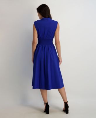 Women's Sleeveless V-Neck Zip-Front Maxi Dress