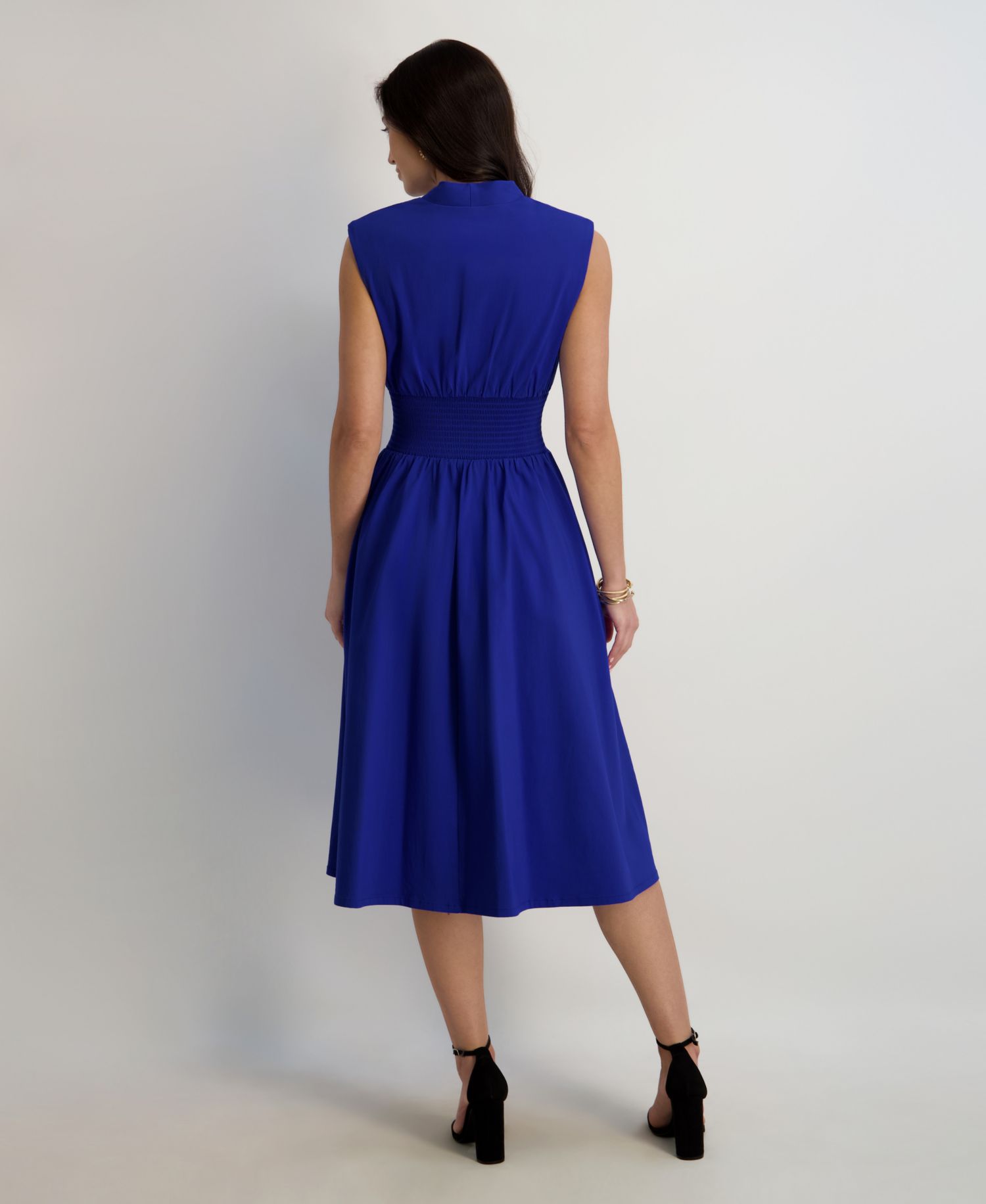 Women's Sleeveless V-Neck Zip-Front Maxi Dress