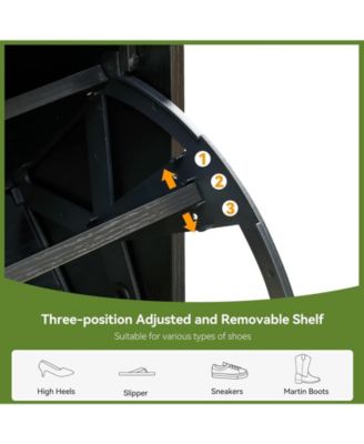 Fluted Shoe Storage Cabinet for Entryway with 2 Flip Drawers and Adjustable Shelves 48 inch Tall Freestanding Narrow Wood Shoe Cabinet