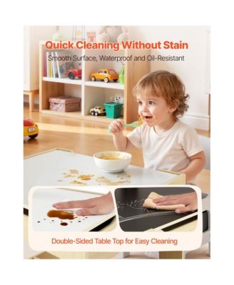 Kids Table and 2 Chairs Set with Under Table Storage