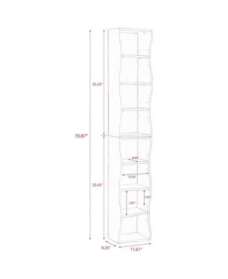 8-Tier Tall Narrow Bookshelf - A Wavy Border Design, Adjustable Shelves, Freestanding Display Bookcase for Living Room, Home Office (Walnut)