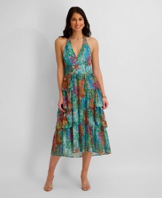 siena women's foiled long sleeve midi dress Siena Women's Foiled Long Sleeve Midi Dress