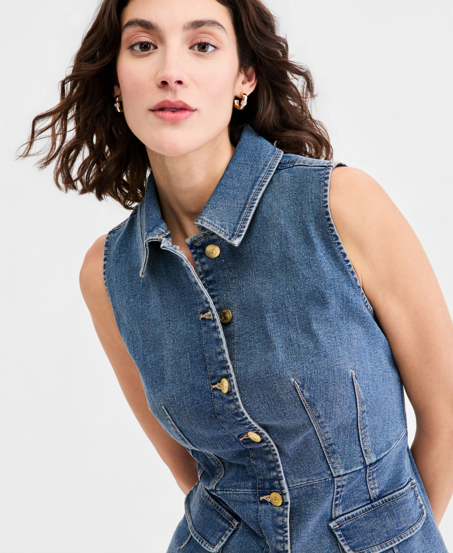 Women's Button Front Denim Vest