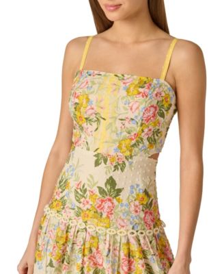 Women's Printed Square Neck Midi Dress