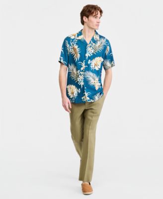 Men's Viva Floral Silk-Blend Short Sleeve Shirt