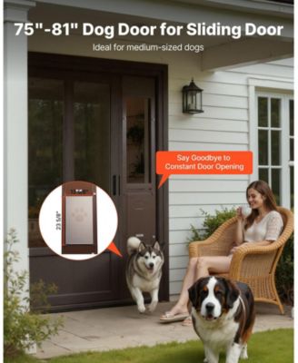 Sliding Glass Dog Door Adjustable Height 75 7/8" to 80 11/16" with 13 5/8" x 23 5/8" Flap