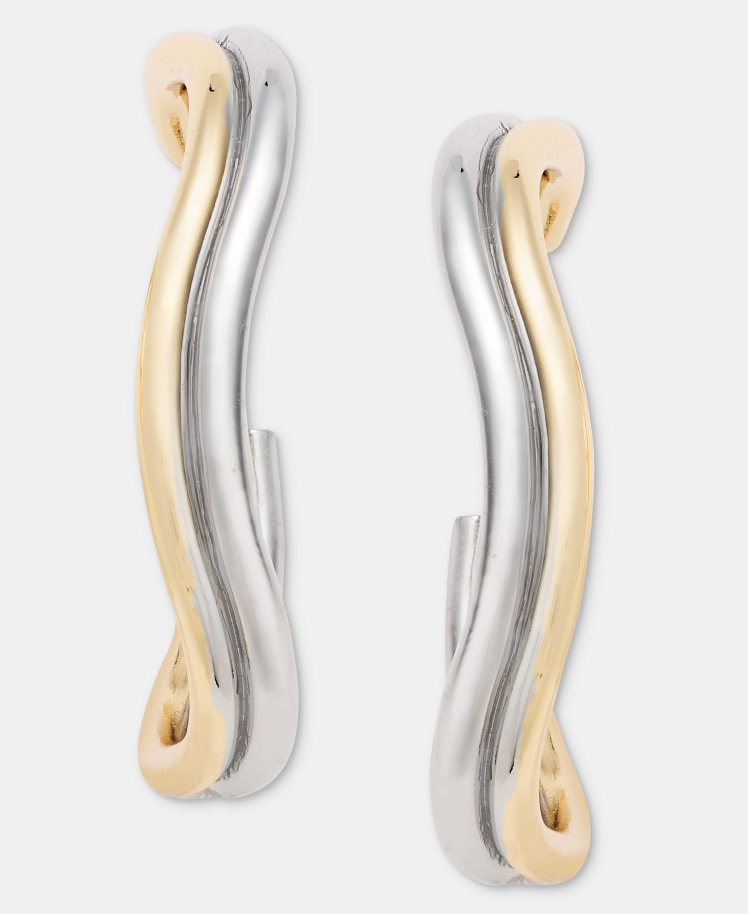 Two-Tone Double-Row Wavy Hoop Earrings