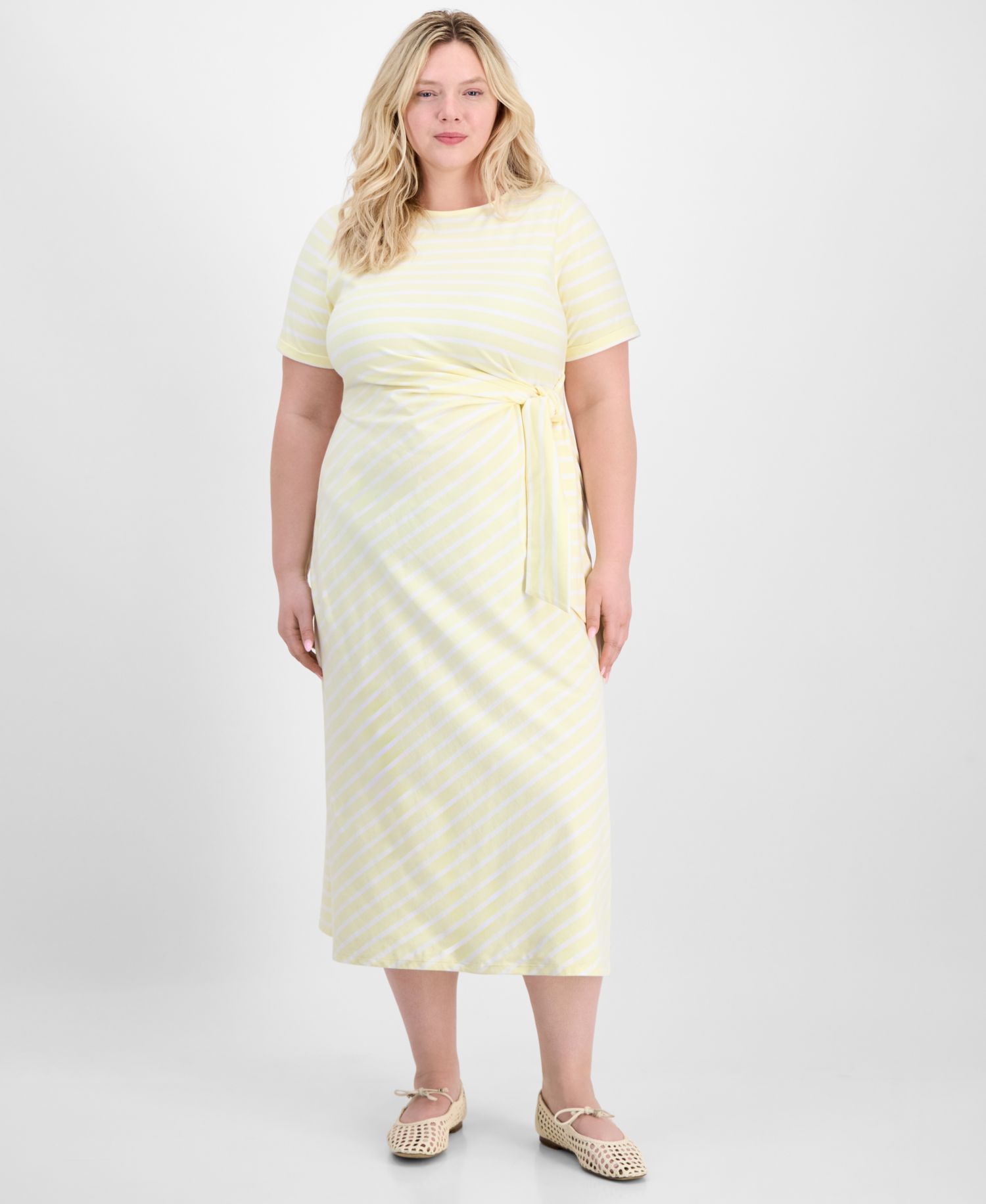 Trendy Plus Size Primavera Tie-Waist Dress