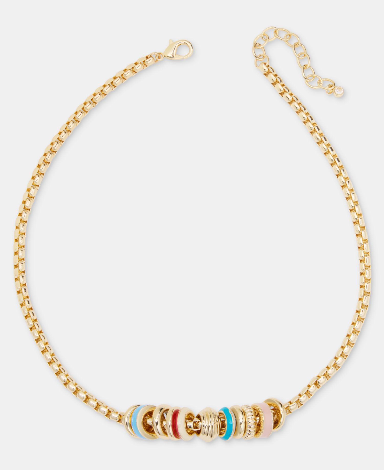 Rondelle Beaded Collar Necklace, 16" + 2" extender