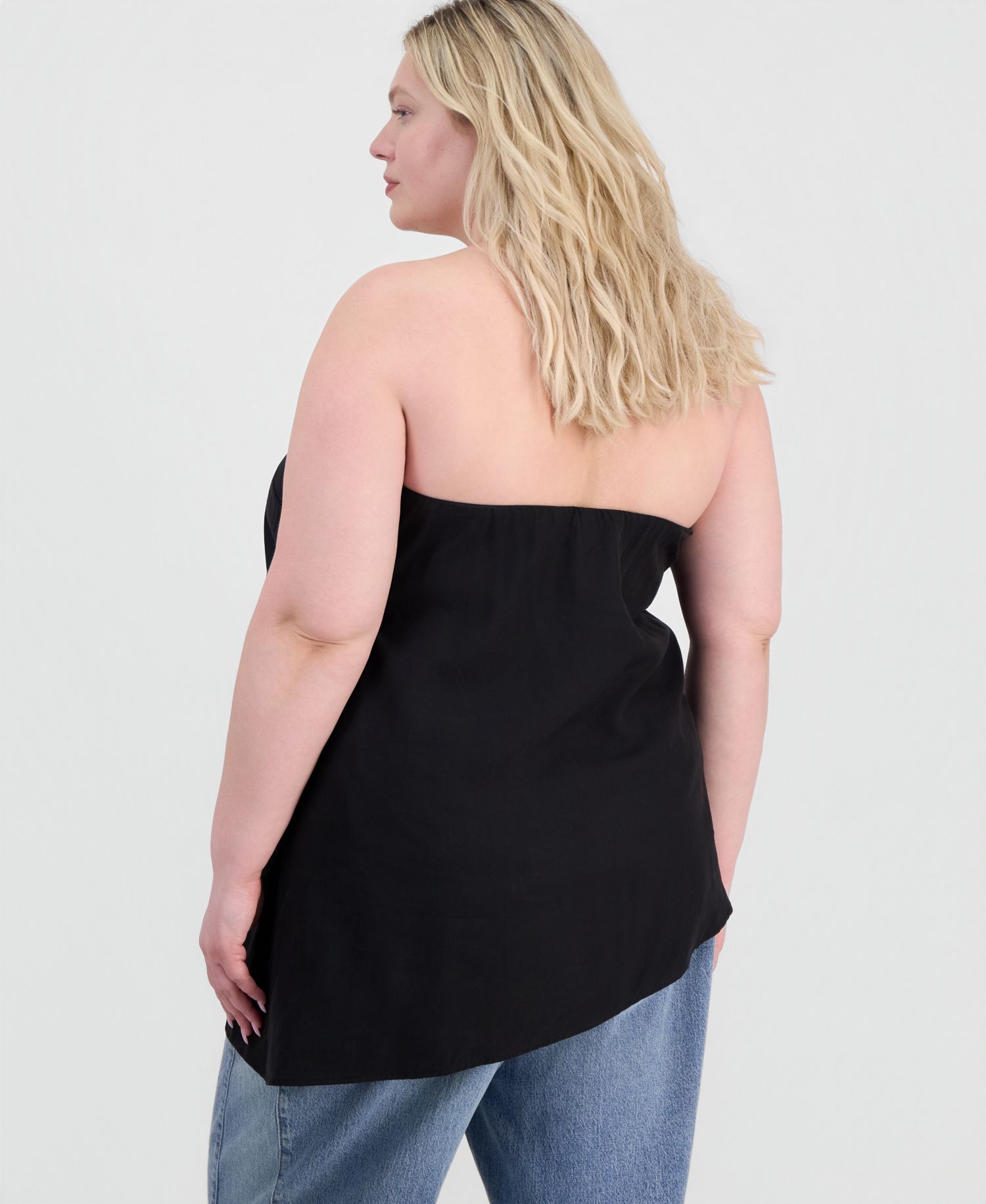 Trendy Plus Size Asymmetrical-Hem Strapless Top