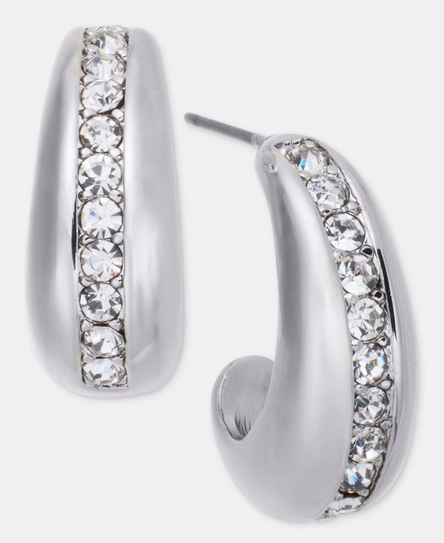 Pav&eacute; Crystal J-Hoop Earrings