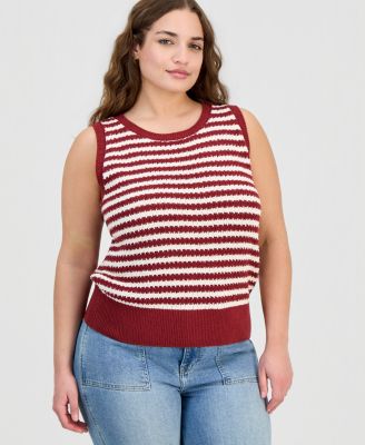 Trendy Plus Size Striped Sweater Tank