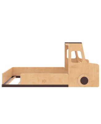  Twin Size Car-Shape Floor Bed with Storage Drawers and Desk