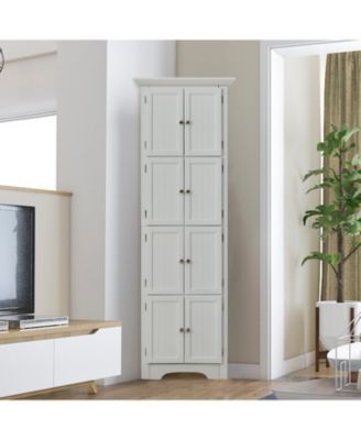 Modern Tall Storage Cabinet with Doors and 4 Shelves