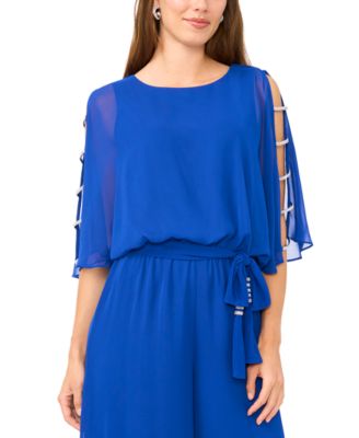 Petite Crew Neck Blouson Jumpsuit