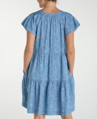 Petite Tiered Flutter-Sleeve Dress