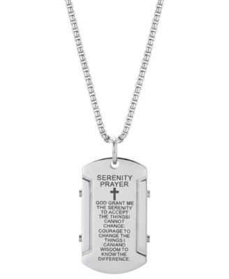 Men's Stainless Steel 22" Serenity Prayer Pendant Necklace