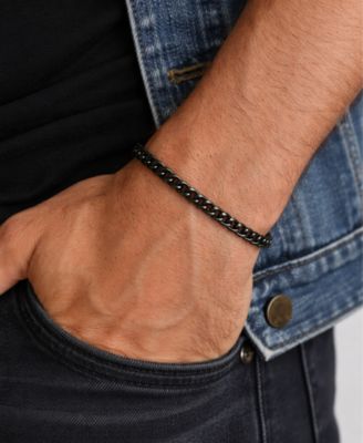 Men's 9" Black Plated 316L Stainless Steel Curb Chain Bracelet