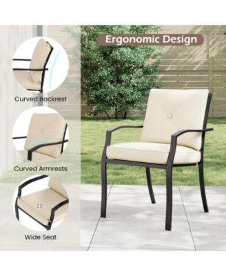 4 Pieces Rustproof Steel Frame Outdoor Dining Chairs with Removable Cushions