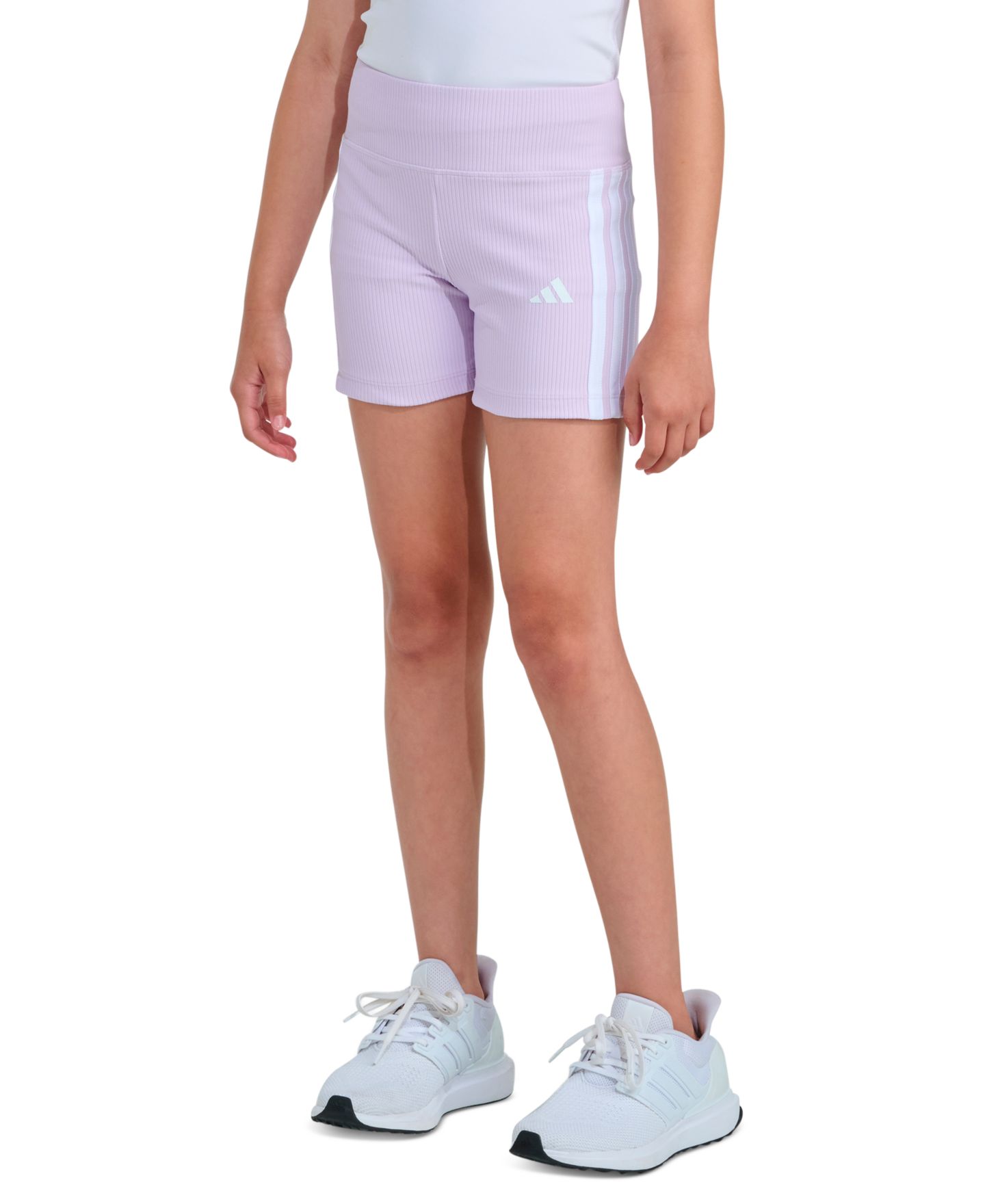 Шорты adidas Detached Waistband Rib Bike Shorts для девочек, цвет: Светлый фиолетовый — фото 2