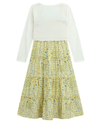Girls' 7-16 Long-Sleeve Cardigan and Dress, 2-Piece Set
