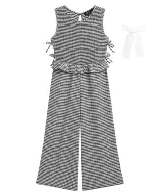 Girls' 7-16 Sleeveless Smocked Bodice Jumpsuit