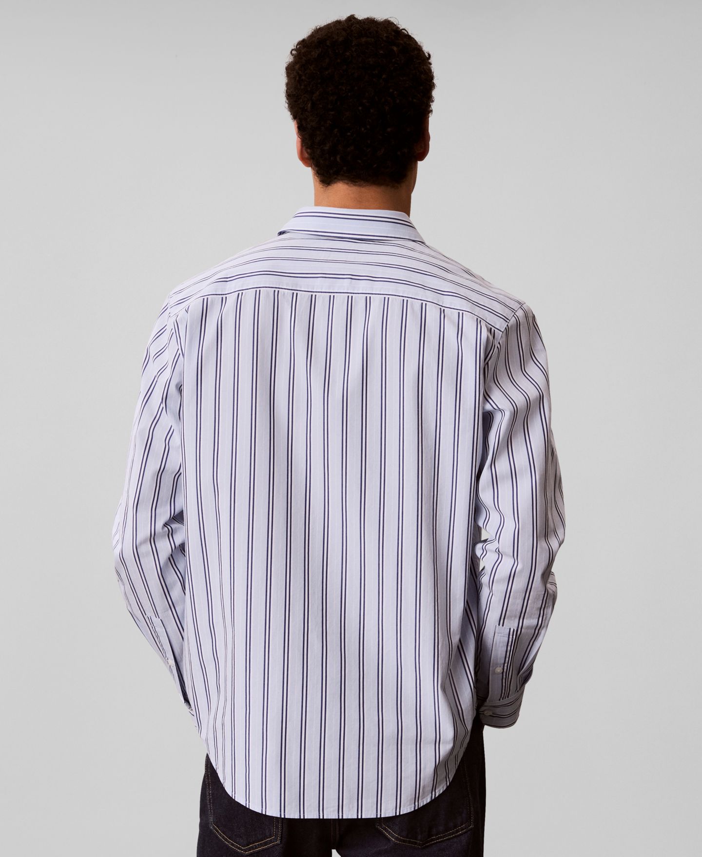Мужская рубашка Calvin Klein Multi Stripe Poplin, цвет: Синий — фото 5