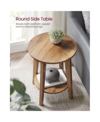 Round End Table With Lower Shelf For Small Spaces