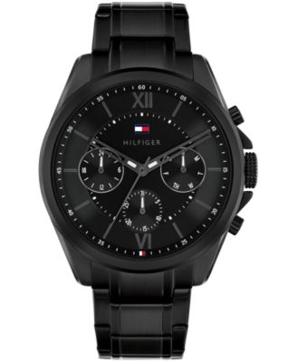 Men's Multifunction Black IP Stainless Steel Bracelet Watch, 42mm