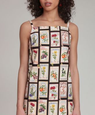 Women's Botanical-Print Square-Neck Mini Dress