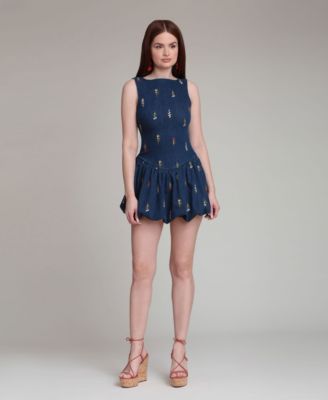 Women's Embroidered Scoop-Neck Mini Dress