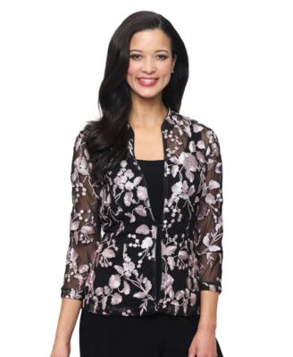 Petite Scoop Neck Top And Zipper Jacket, 2-Piece Set
